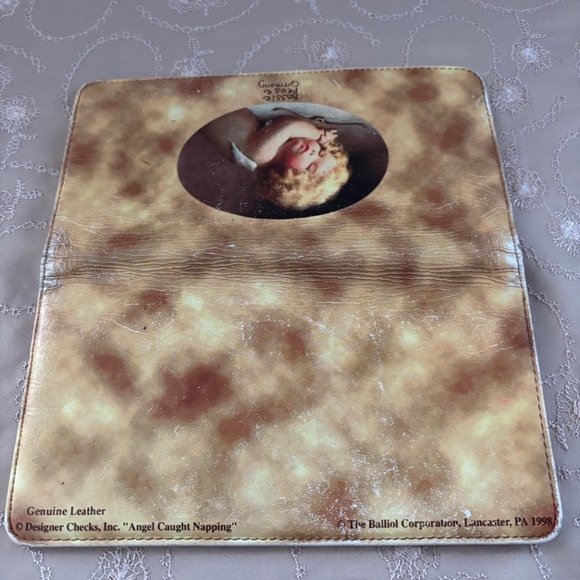 Bessie Pease Gurmann "caught napping" leather checkbook cover - Vintage - Picture 3 of 3